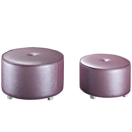 Upholstered Purple Round Nesting Stool with Jeweled Button